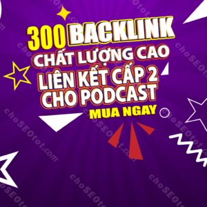 Cung cấp 300 backlink chất lượng cao từ các blog liên kết cấp 2 cho podcast để nâng cao thứ hạng thumbnail.